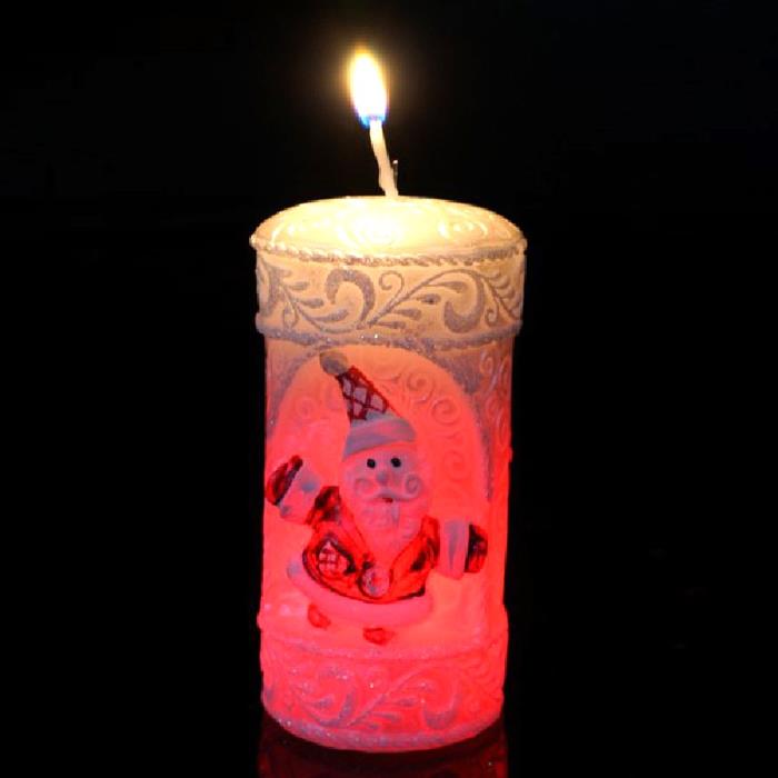 свеча мигающая Хамелеон пенек "дед мороз+снеговик"
