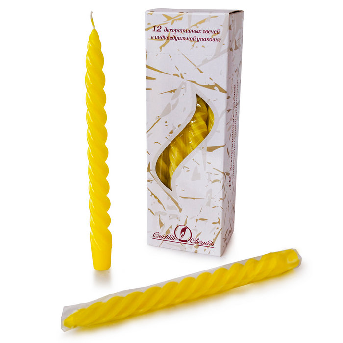 свеча витая 12 шт желтая
