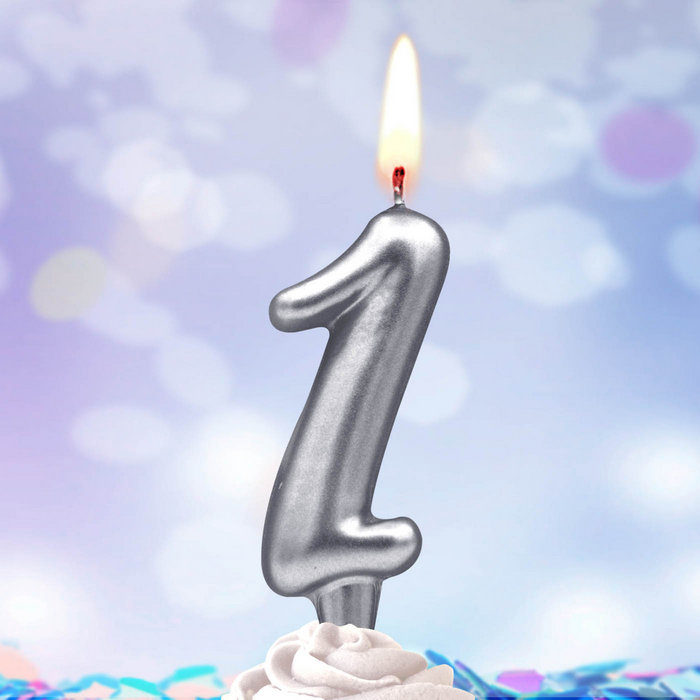 свеча тортовая 1 "серебряная"