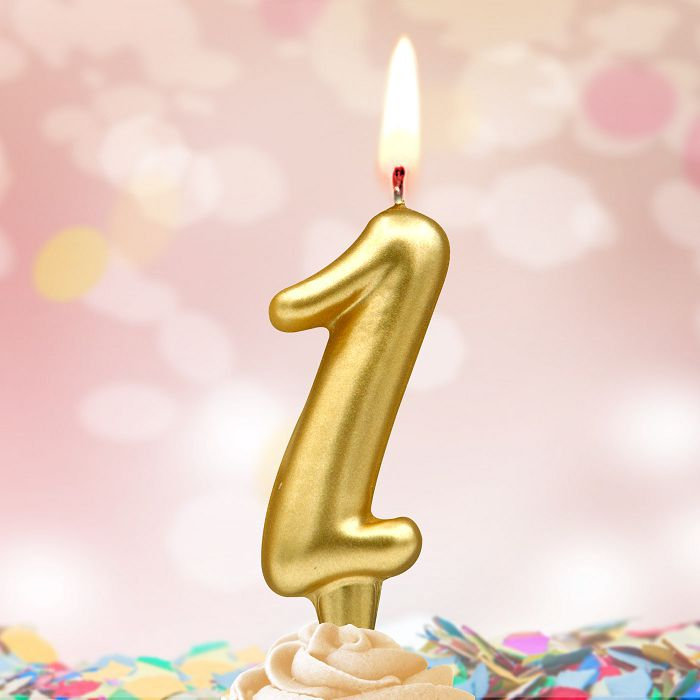 свеча тортовые цифры "золотые" 1