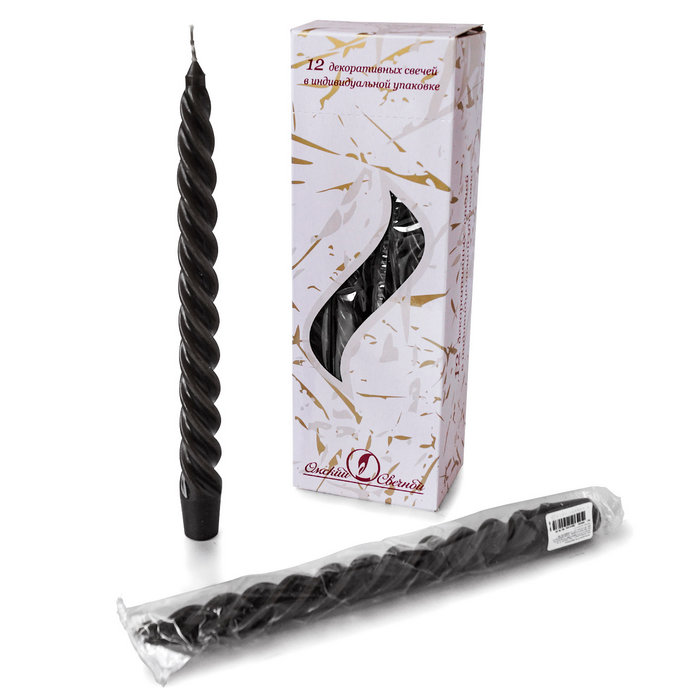 свеча витая 12 шт черная