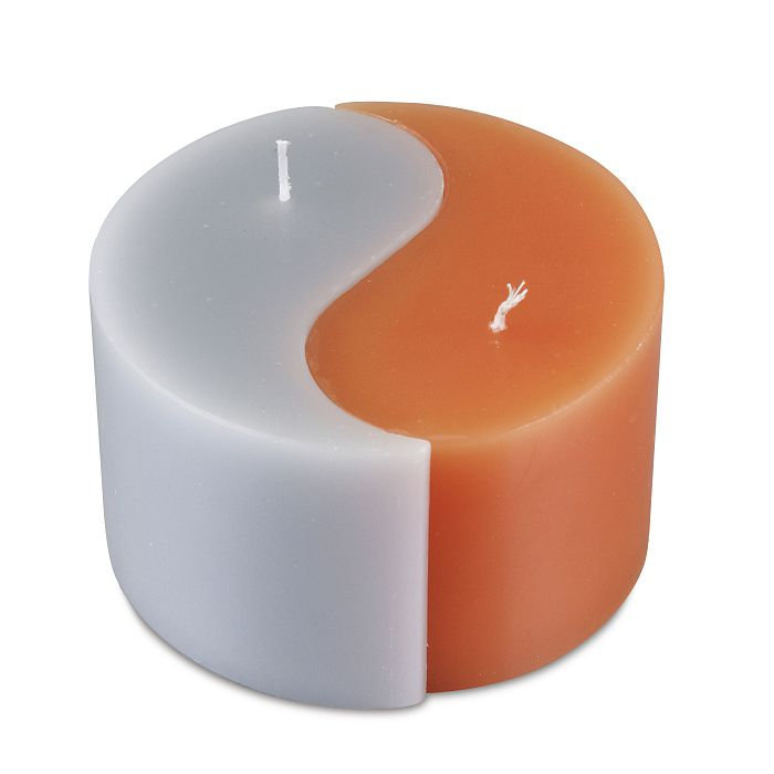 свеча двудольная призма Инь-Янь d125h75 дымчато-голубой/террак