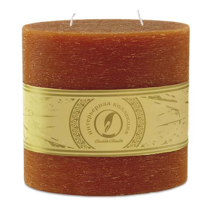 свеча овальная призма 150х75х150 2 фитиля коричневый
