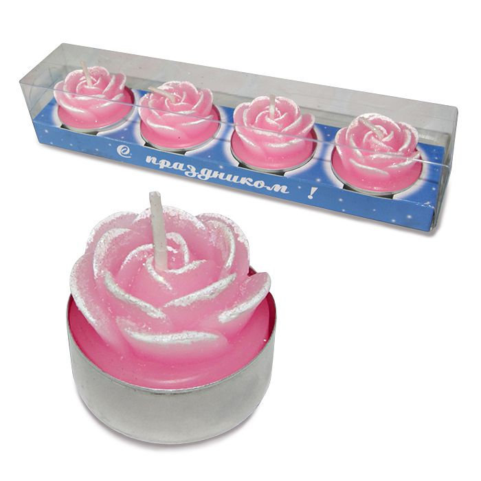 набор свечей розочки розовые