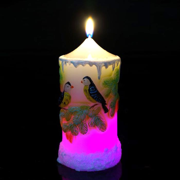 свеча мигающая Хамелеон пенек "две синички"