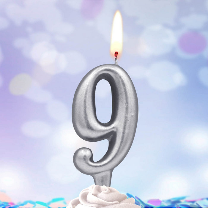 свеча тортовая 9 "серебряная"