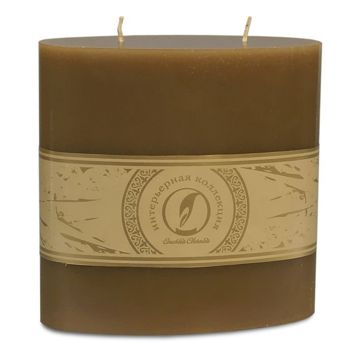 свеча овальная призма 150х75х150 2 фитиля коричневый