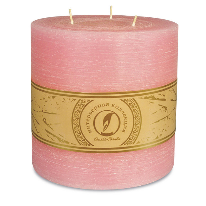 свеча цилиндр d150h150 3 фитиля розовый