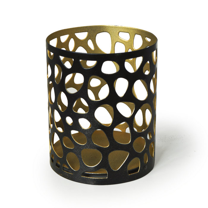 подсвечник "цилиндр № 2" цвет черный с золотом