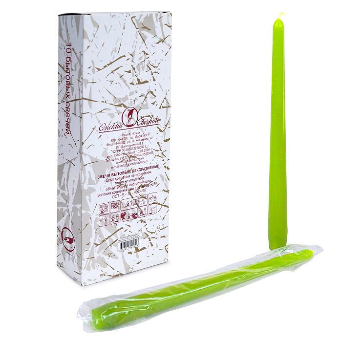 свеча античная 10 шт зеленая