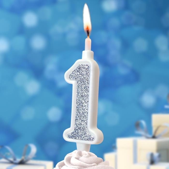 свеча тортовая 1 "суперблеск" серебро