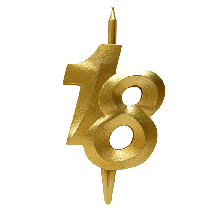 свеча тортовая витая юбилейная 18 "золотая"