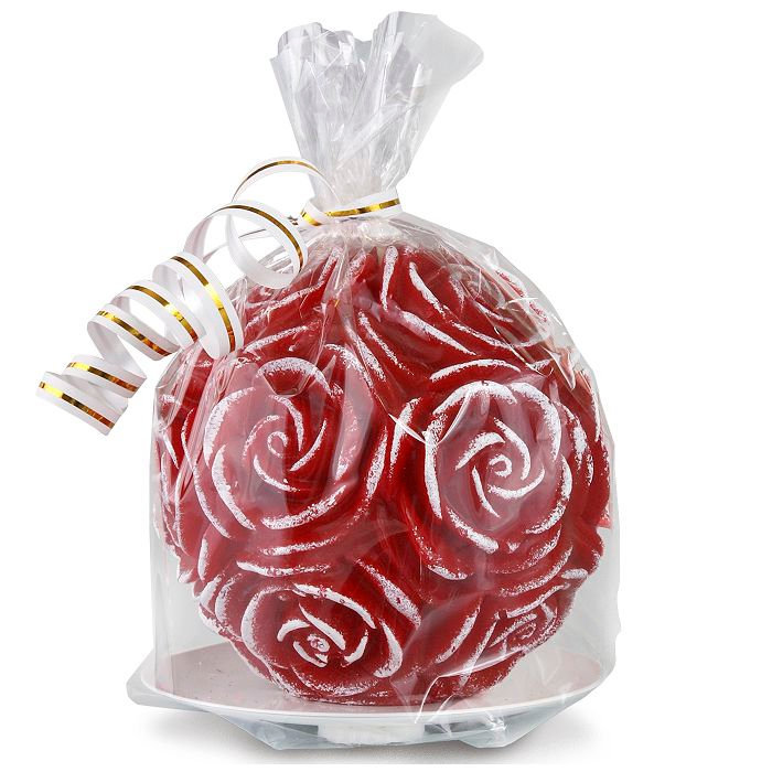 свеча шар в розах бордо