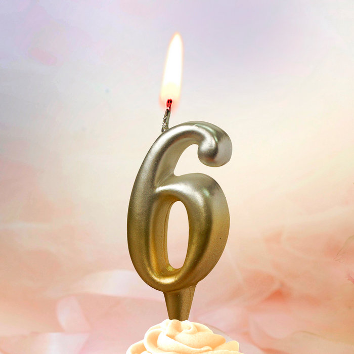 свечи тортовые цифры "золото-серебро" 6
