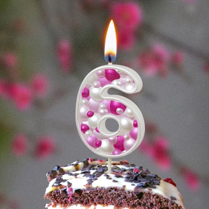 свеча тортовая "пузырьки" мал 6 розовая