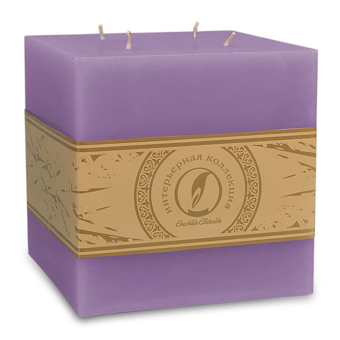 свеча куб 125 4 фитиля сиреневый