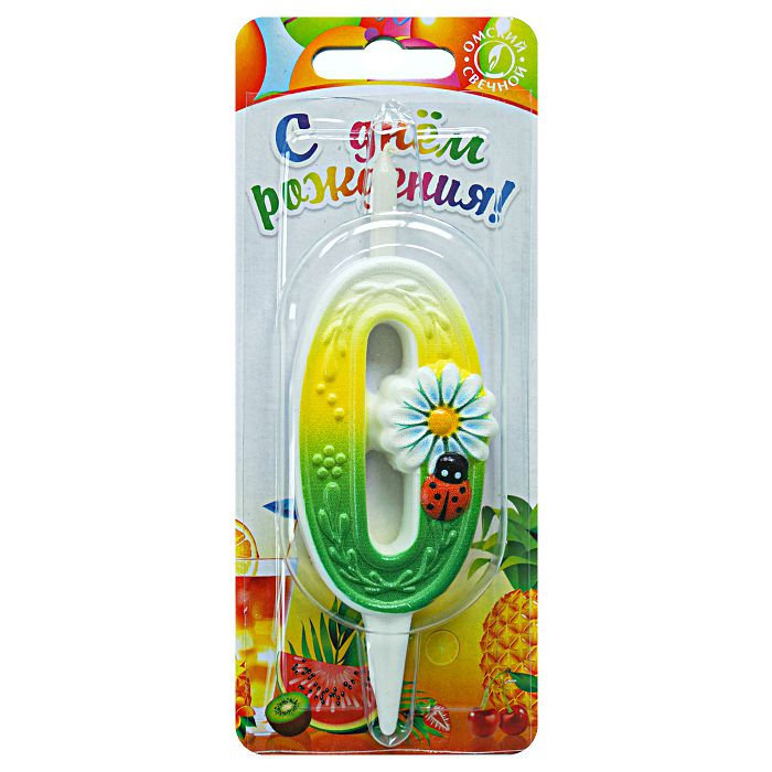 свеча тортовые цифры с ромашками 0