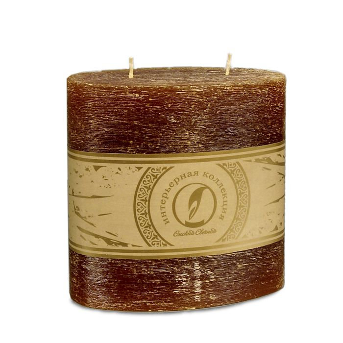 свеча овальная призма 125х63х125 2 фитиля коричневый