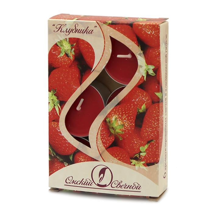 свеча свеча в алюминиевой гильзе (12 гр ароматизированная 6 шт/уп клубника)