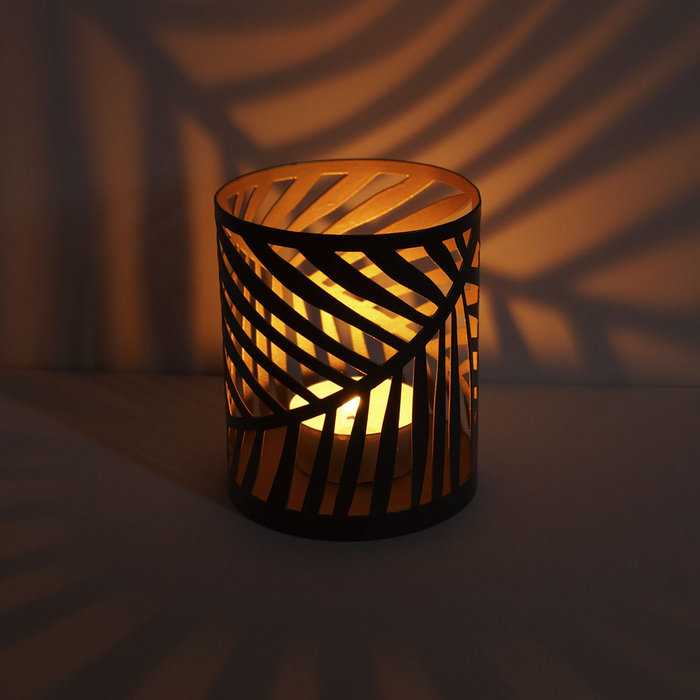 подсвечник "цилиндр № 3" цвет черный с золотом