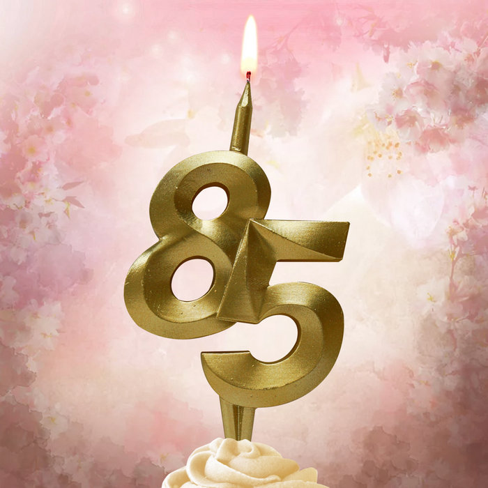 свеча тортовая витая юбилейная 85 "золотая"