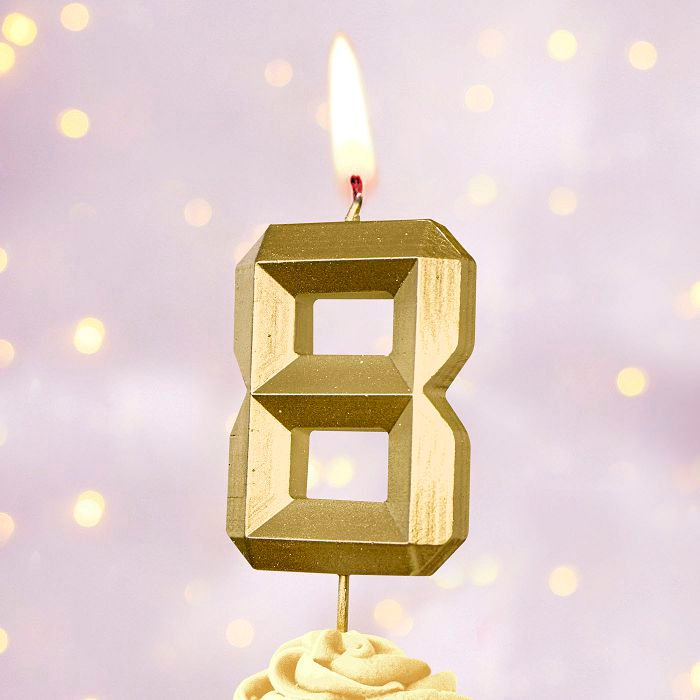 свеча тортовая на шпажке 8 "Золотые грани"