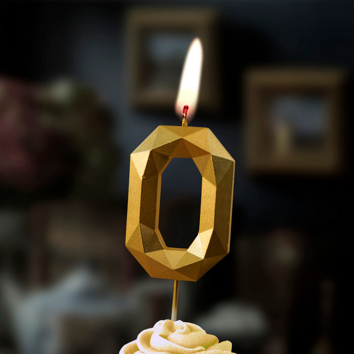 свеча тортовая на шпажке 0 "Многогранник" золото