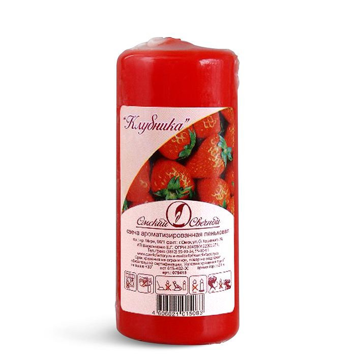 свеча ароматизированная пеньковая 50х115 "клубника"
