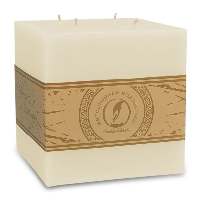 свеча куб 125 4 фитиля слоновая кость