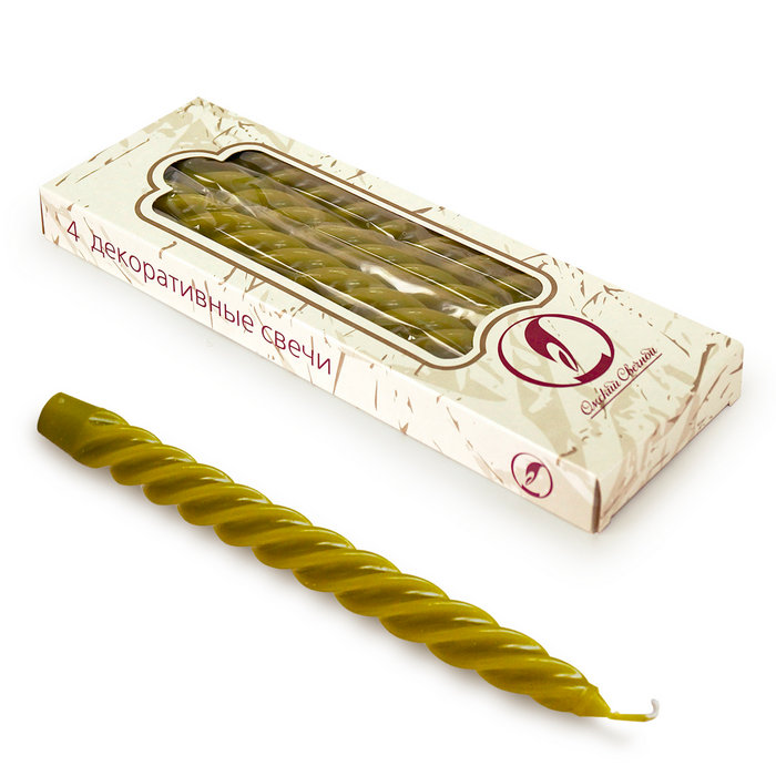 свеча витая 4 шт оливковая