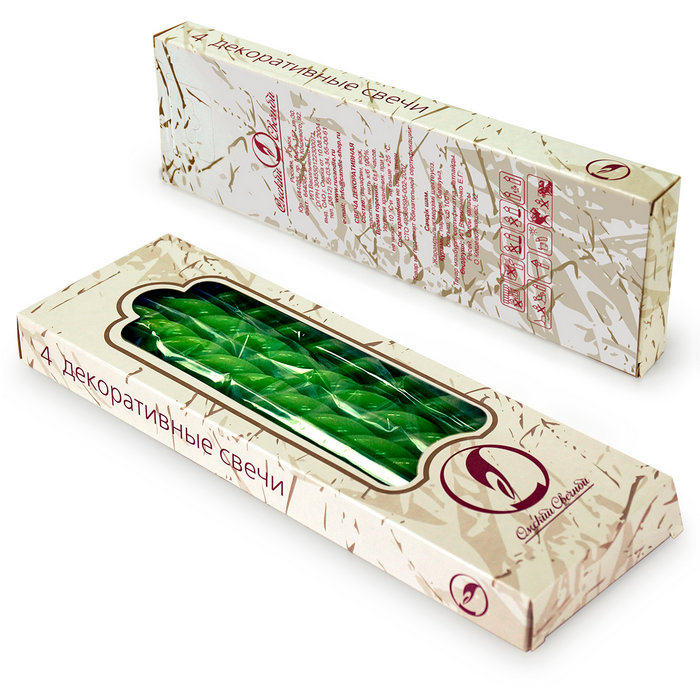 свеча витая 4 шт темно-зеленая