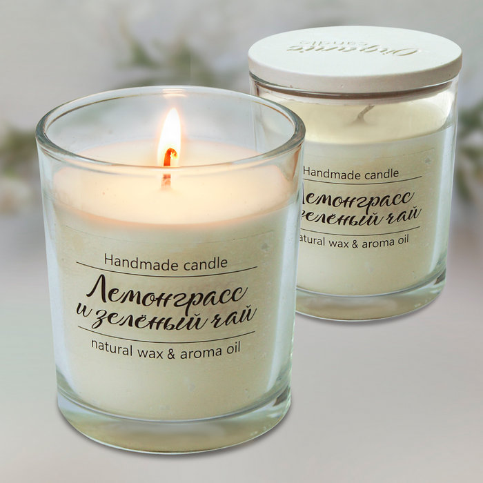 свечи ароматизированные "лемограсс и зеленый чай"