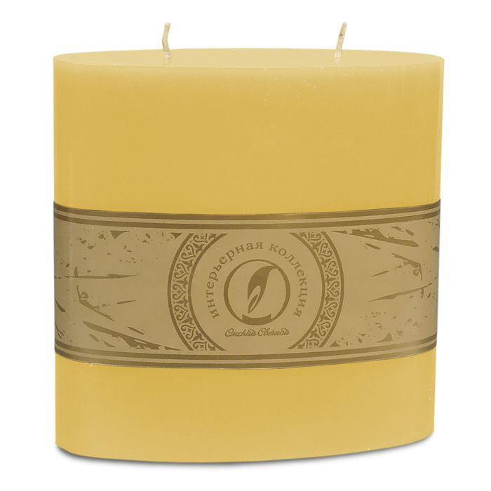 свеча овальная призма 150х75х150 2 фитиля желтый