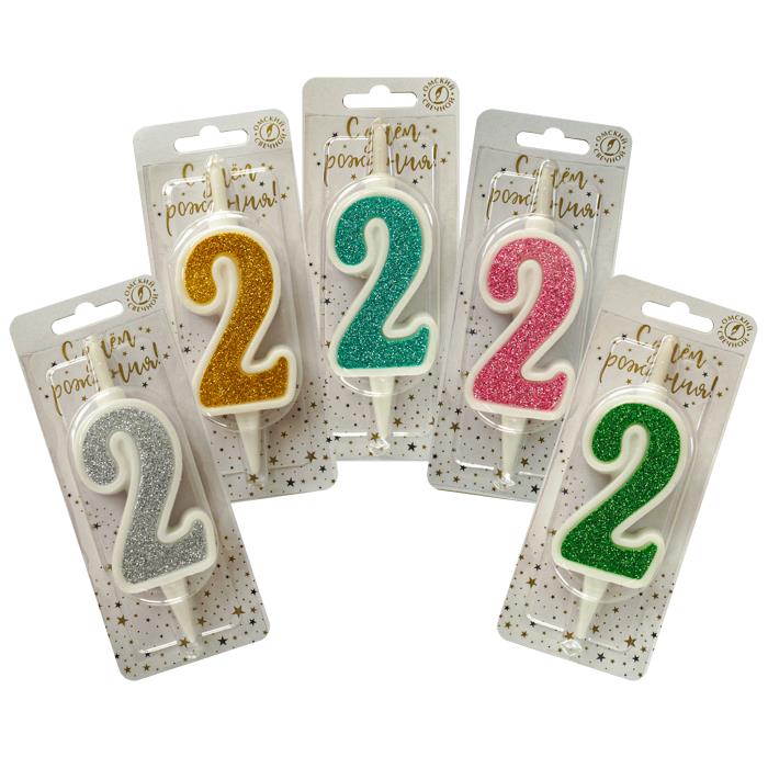 свеча тортовая 2 "суперблеск" микс