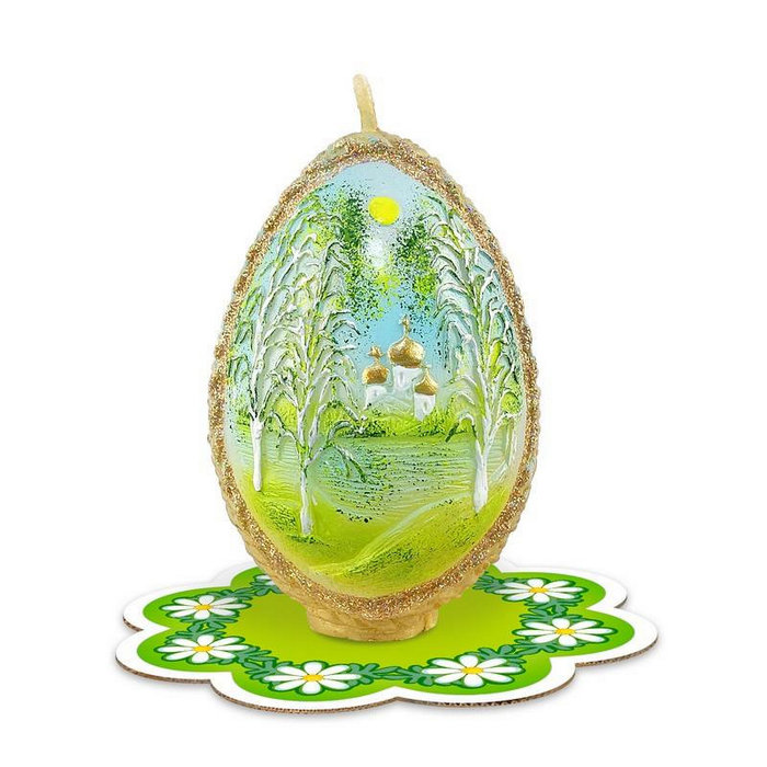 свеча Яйцо плетеное позолоченное Русский пейзаж