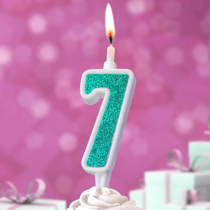 свеча тортовая 7 "суперблеск" голубой