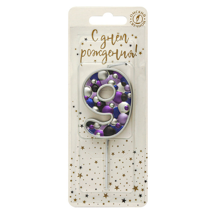 свеча тортовая "пузырьки" мал 9 серебро