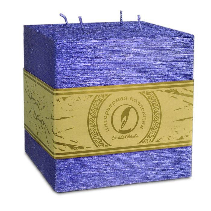 свеча куб 125 4 фитиля темно-фиолетовый