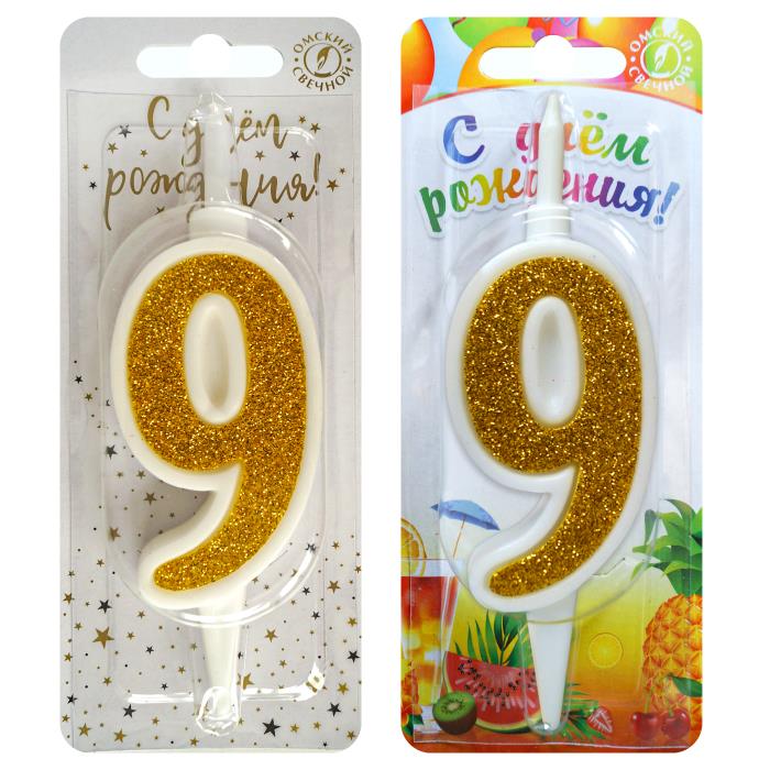 свеча тортовая 9 "суперблеск" золото