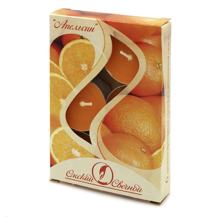 свеча свеча в алюминиевой гильзе  (12 гр ароматизированная 6 шт/уп апельсин)