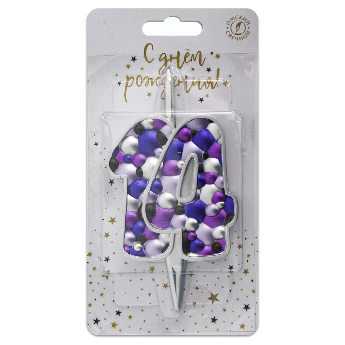 свеча тортовая  14 "пузырьки  серебро"