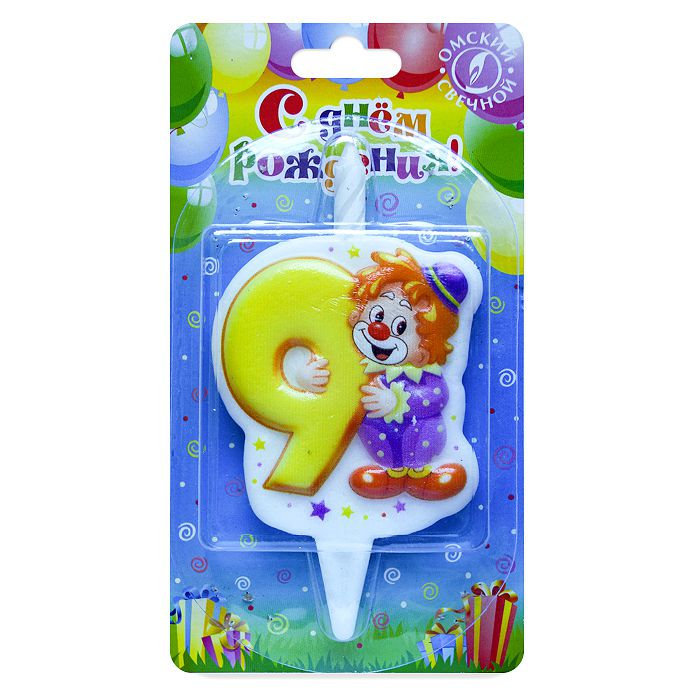 свеча тортовая 9 "клоун"