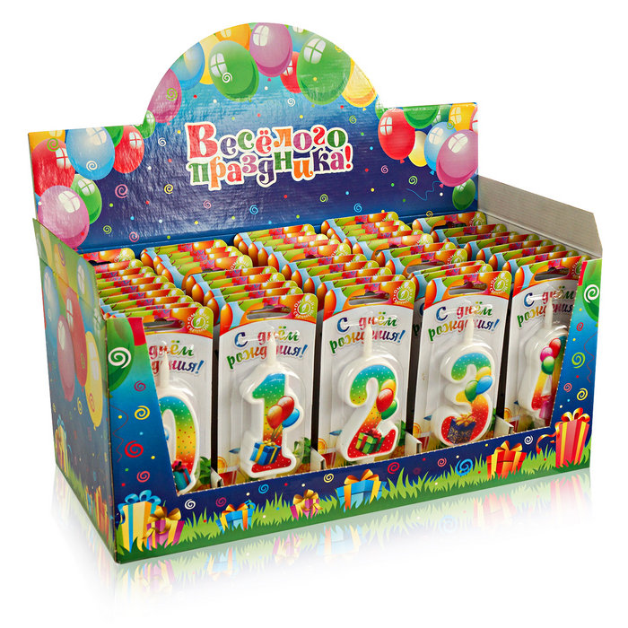 шоу-бокс со свечами  (цифры) "с подарком"