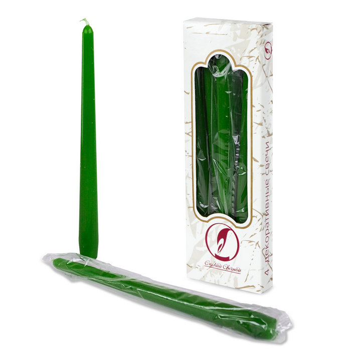 свеча античная 4 шт т. зеленая