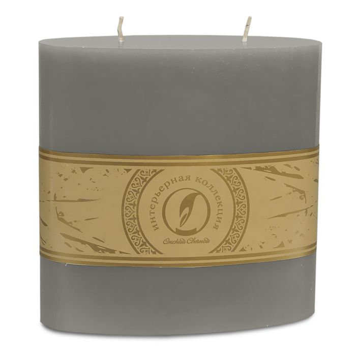 свеча овальная призма 150х75х150 2 фитиля дымчато-голубой