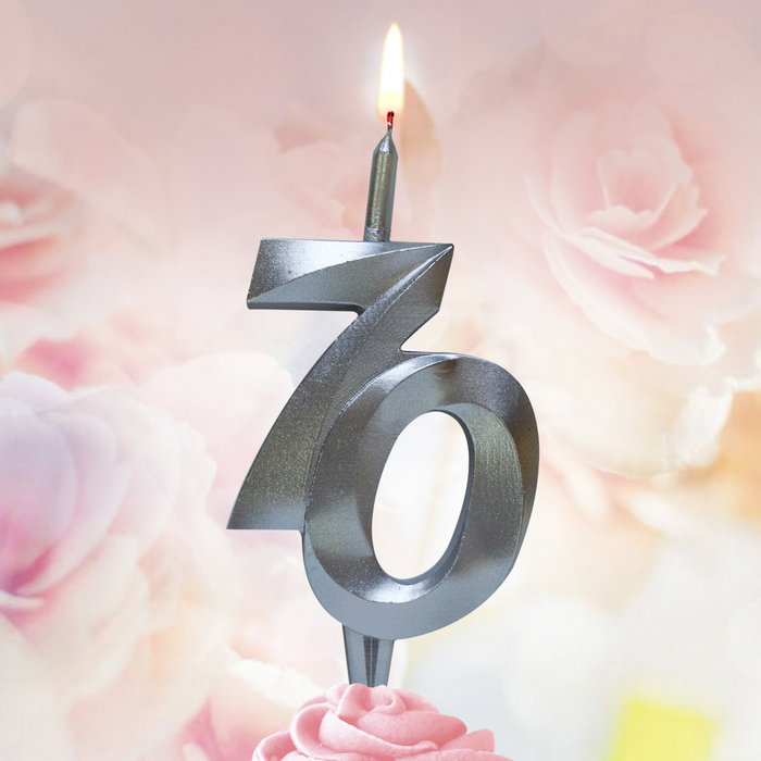 свеча тортовая витая юбилейная 70 "серебро"