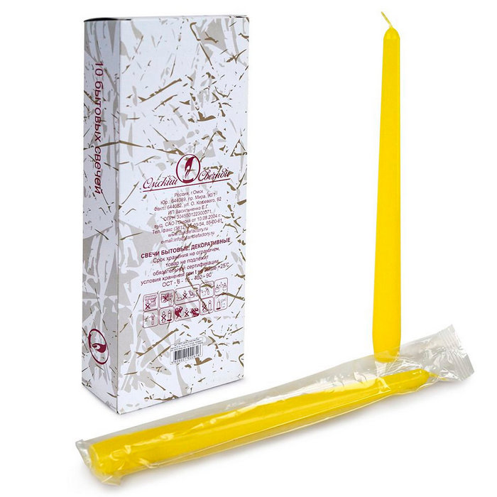 свеча античная 10 шт желтая