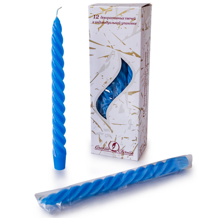 свеча витая 12 шт синяя