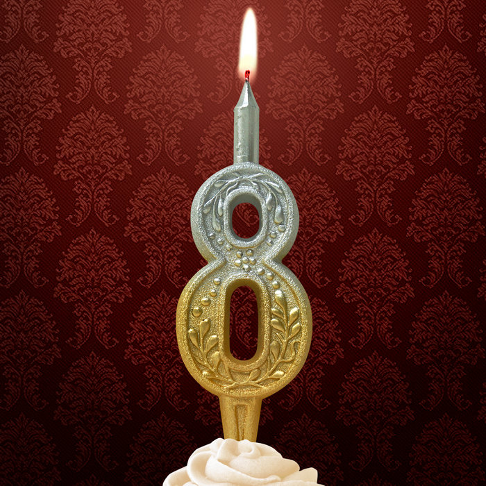 свеча тортовая 8 узорная "серебро-золото"