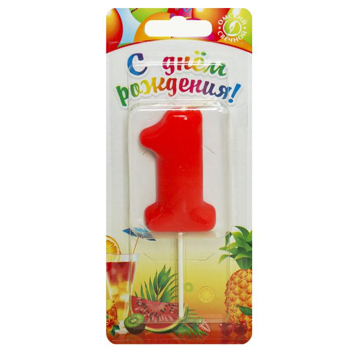 свеча тортовая на шпажке красная 1